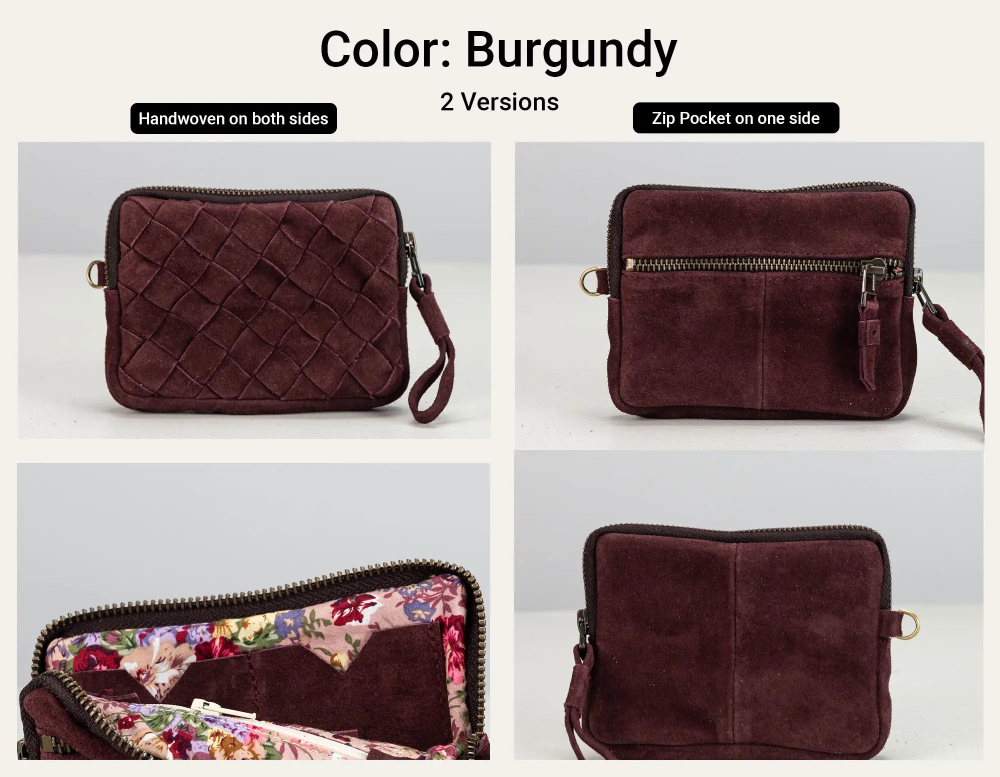 a burgudy suede leather wallet