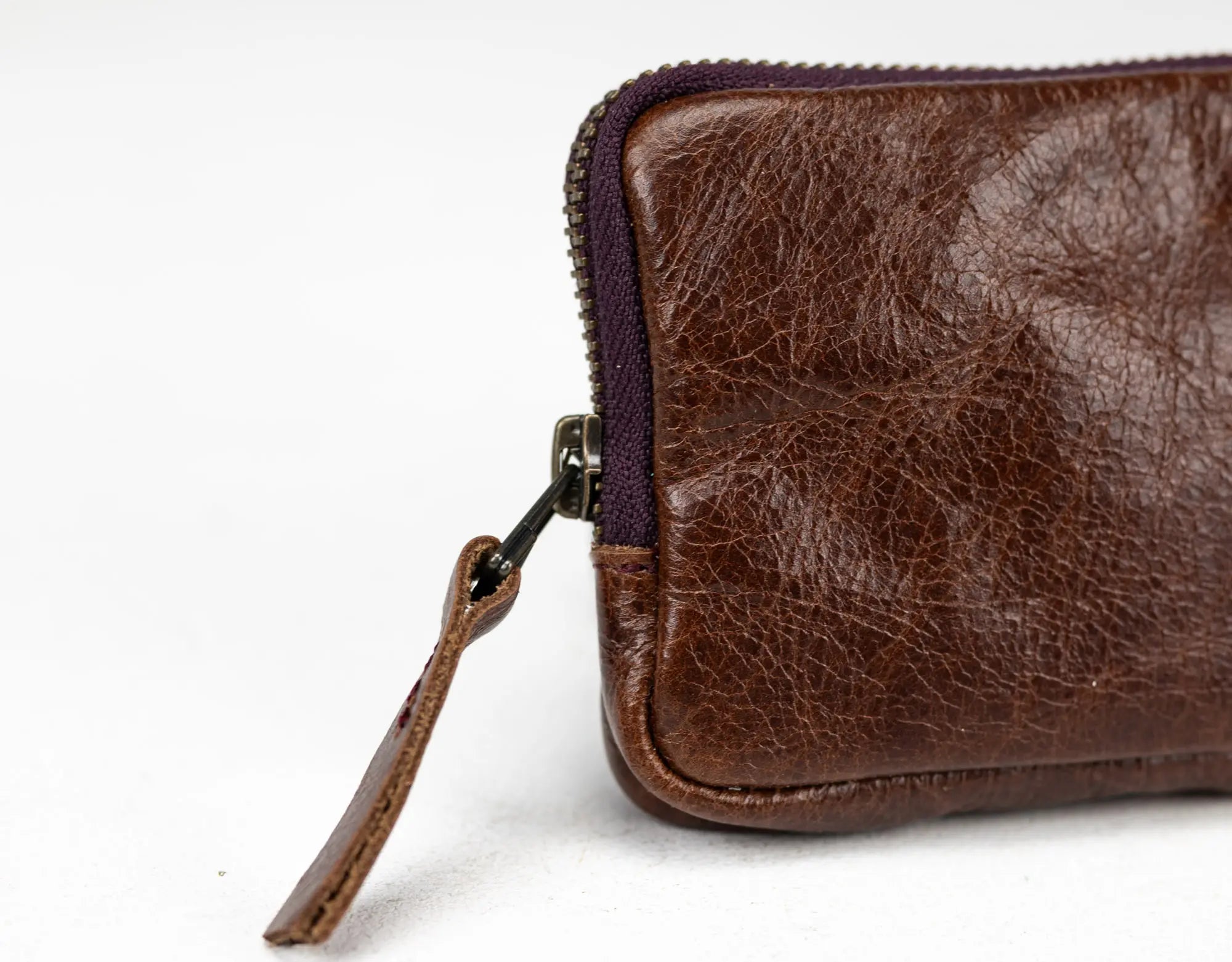 Dark brown small leather wallet