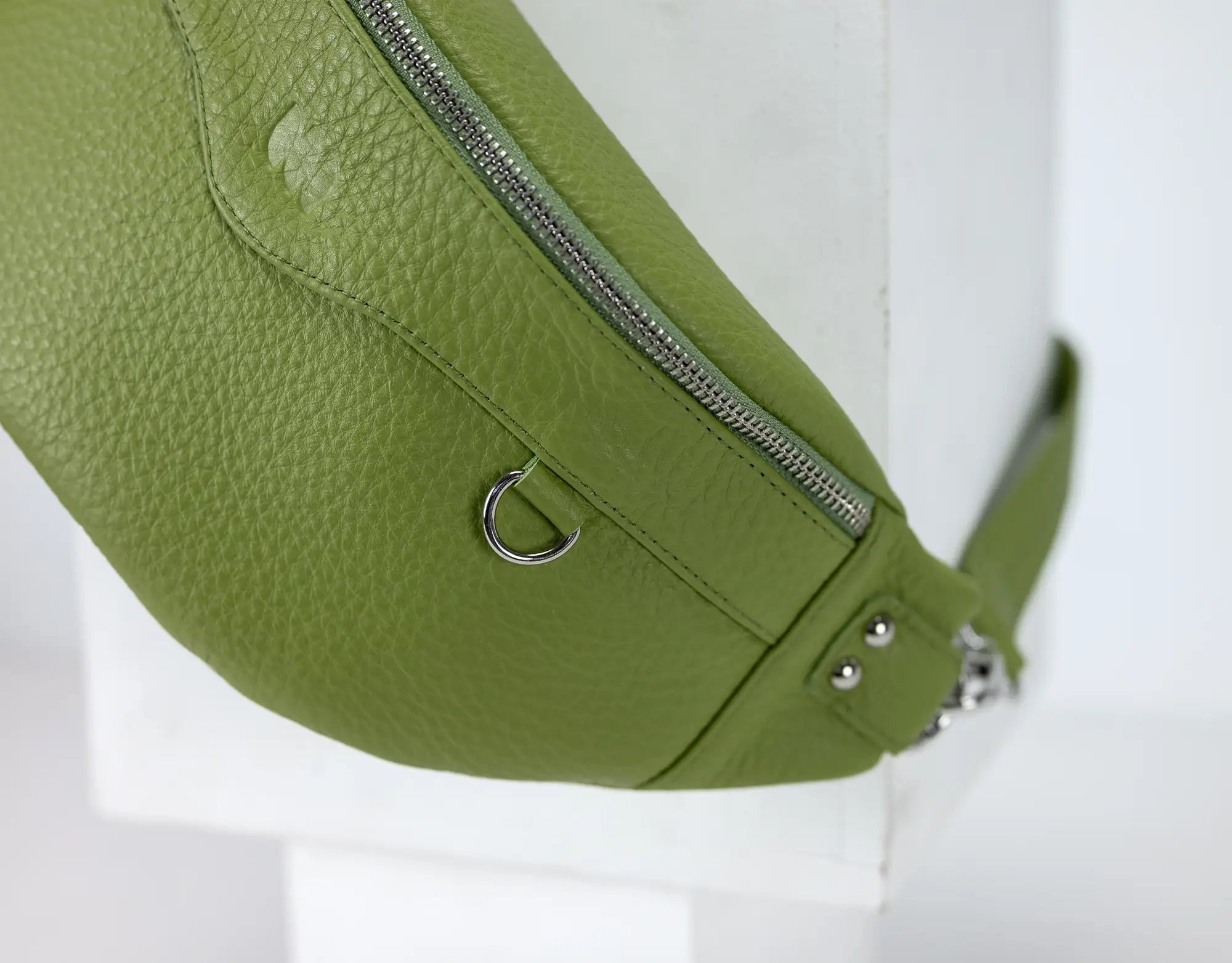 Lime green fanny pack leather