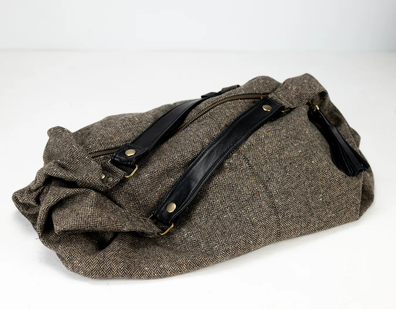 Kallia bag - Leather & Herringbone Wool