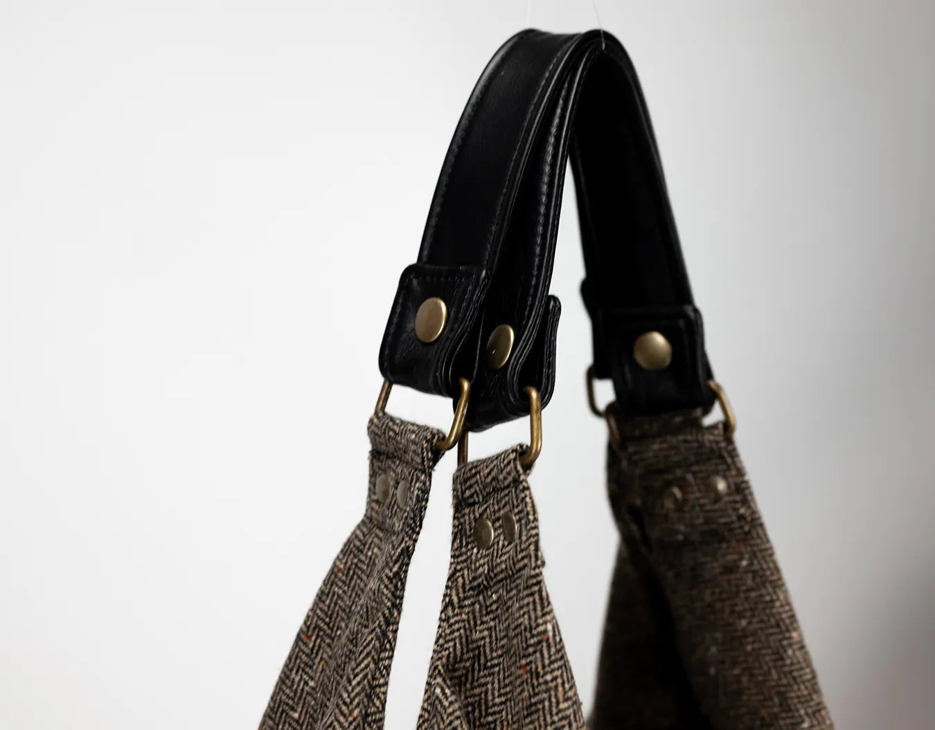 Kallia bag - Leather & Herringbone Wool