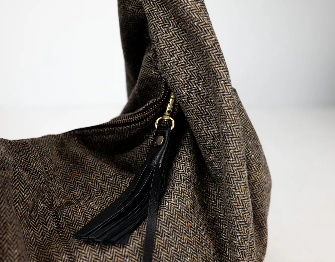 Kallia bag - Leather & Herringbone Wool