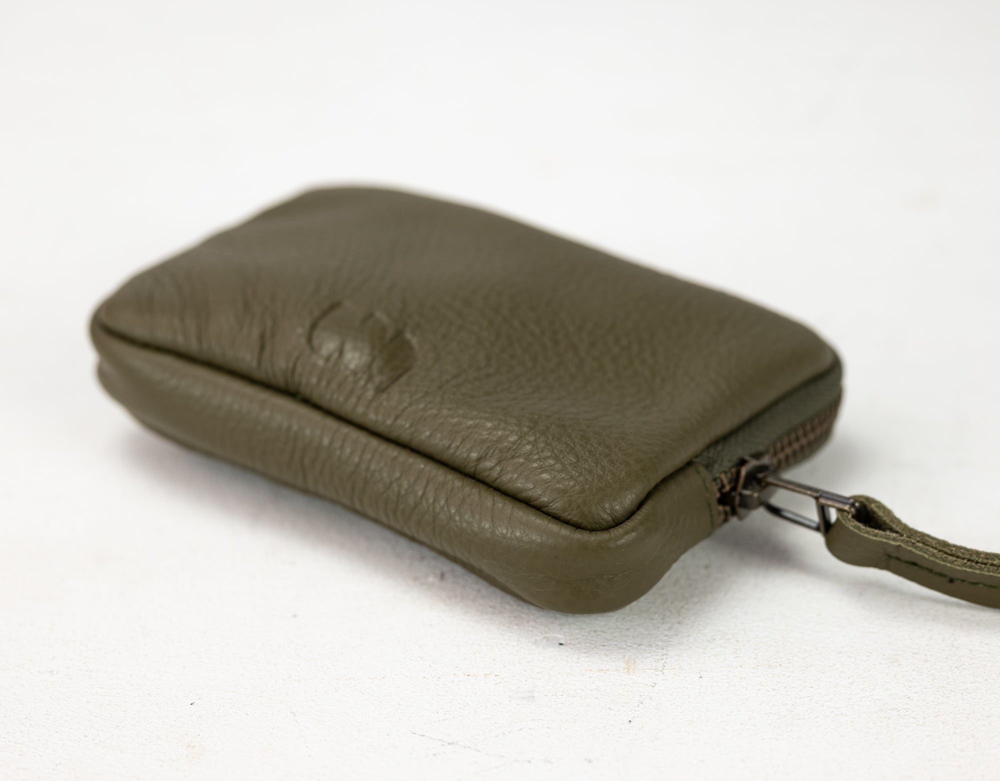 Green leather pouch