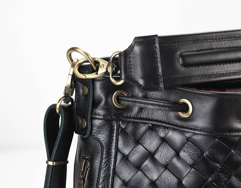Danae bag - Black handwoven leather - milloobags