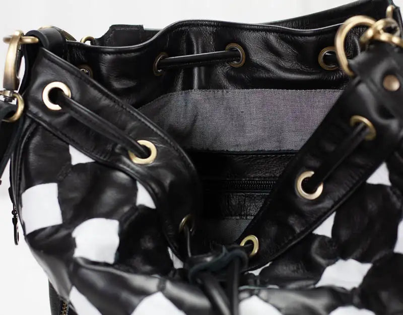 Danae Bucket Bag - Black n White Helon Handwoven