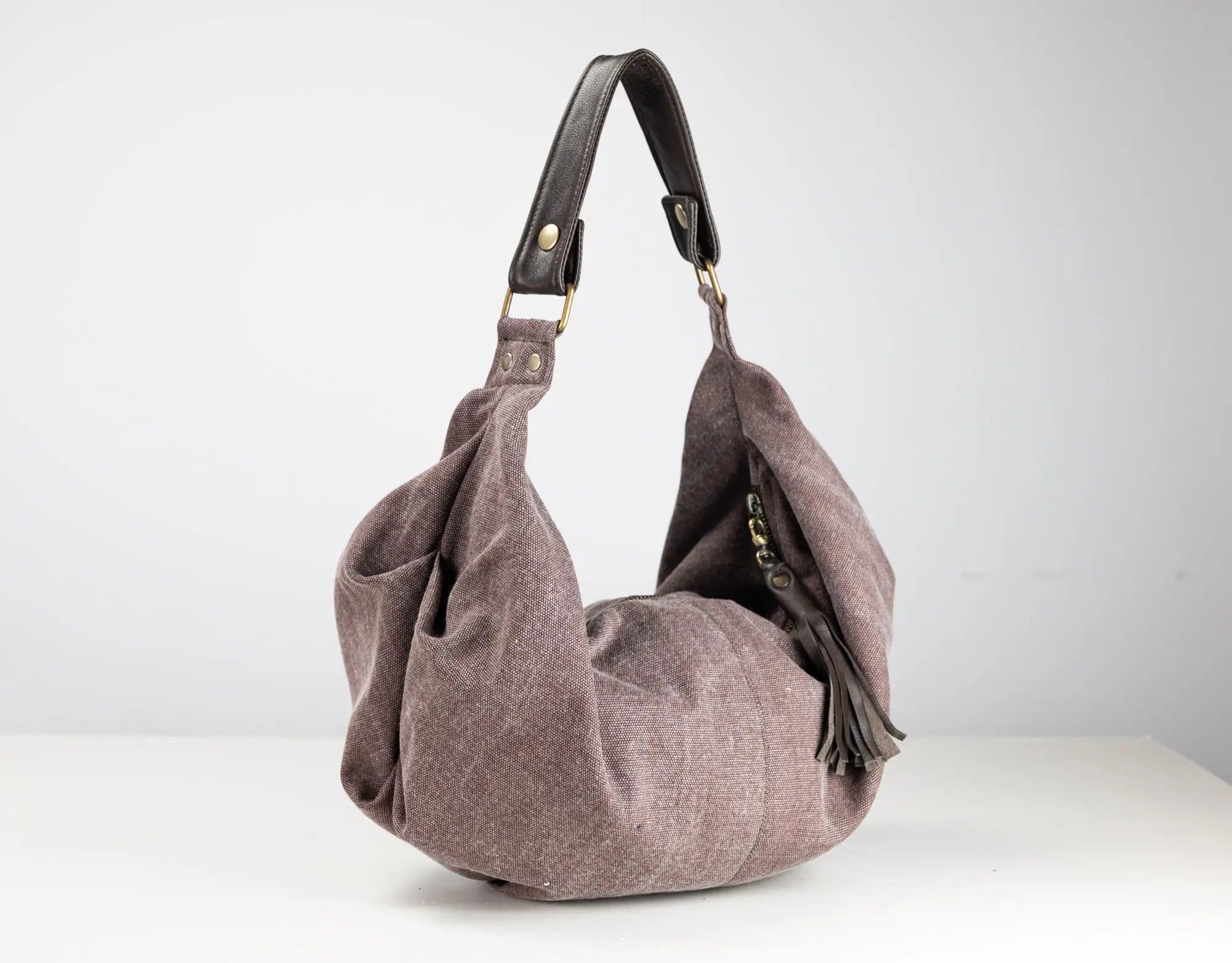 Kallia Mini Bag - Leather & Brown Canvas