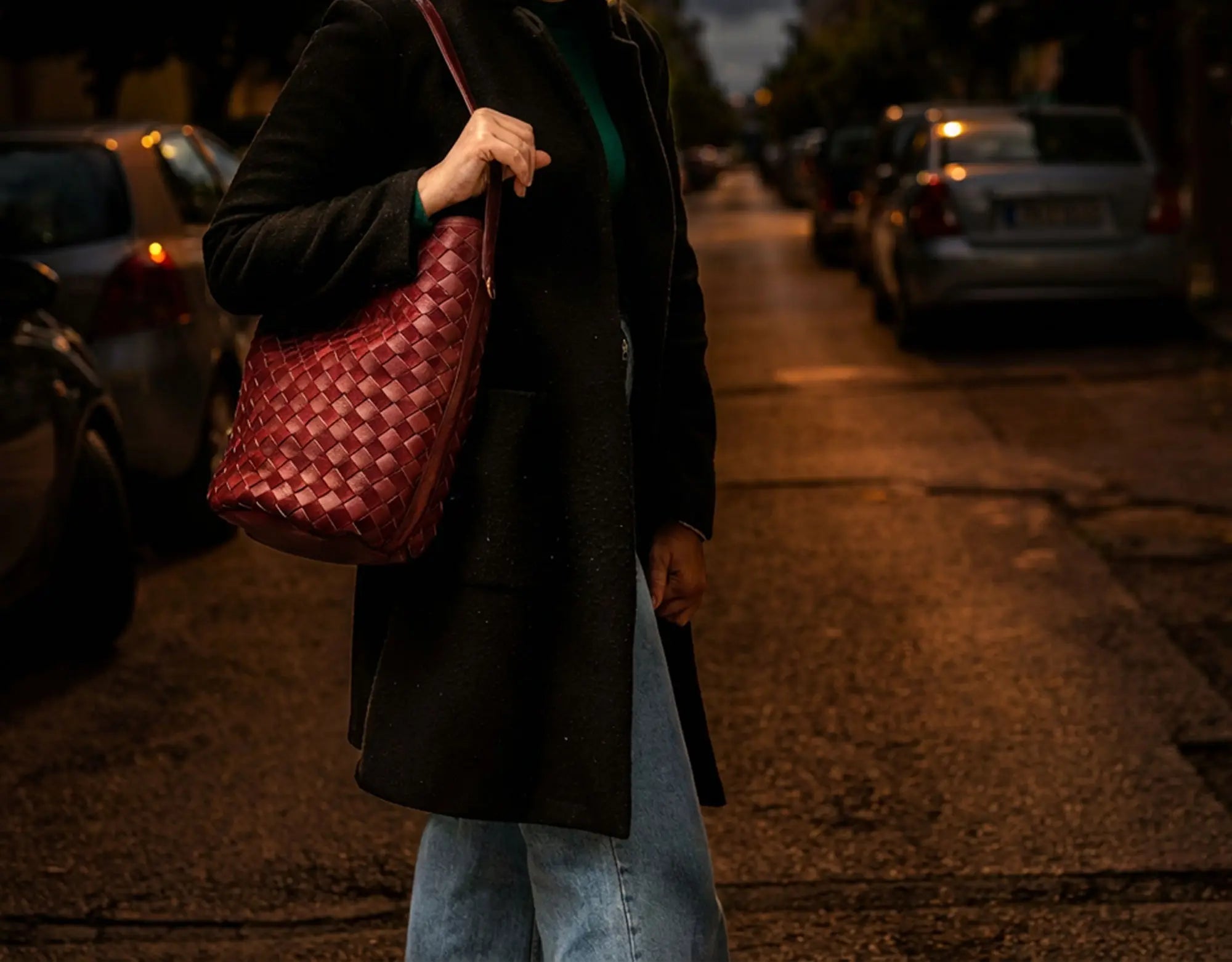 burgundy leather textured bag