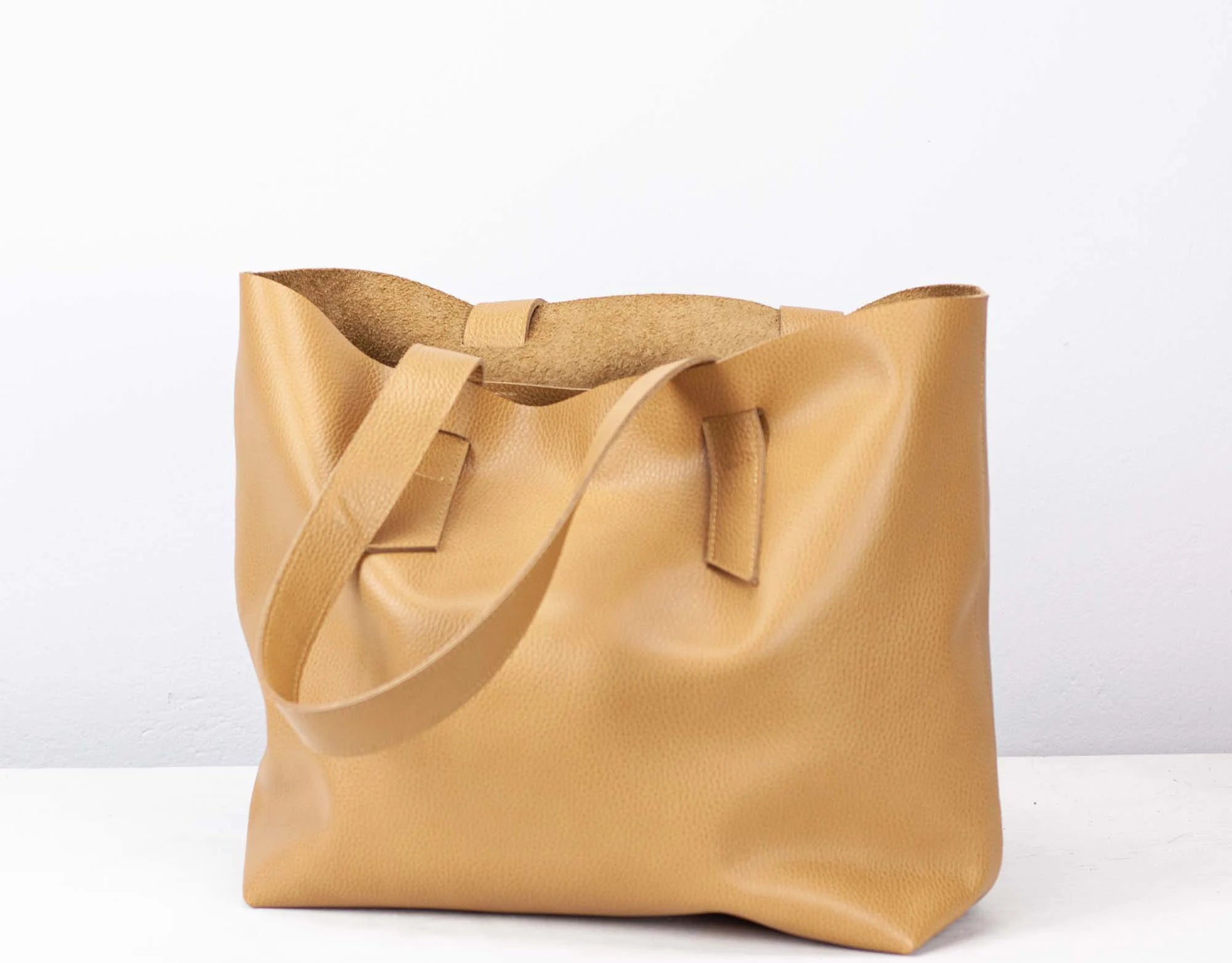 Tan leather tote bag