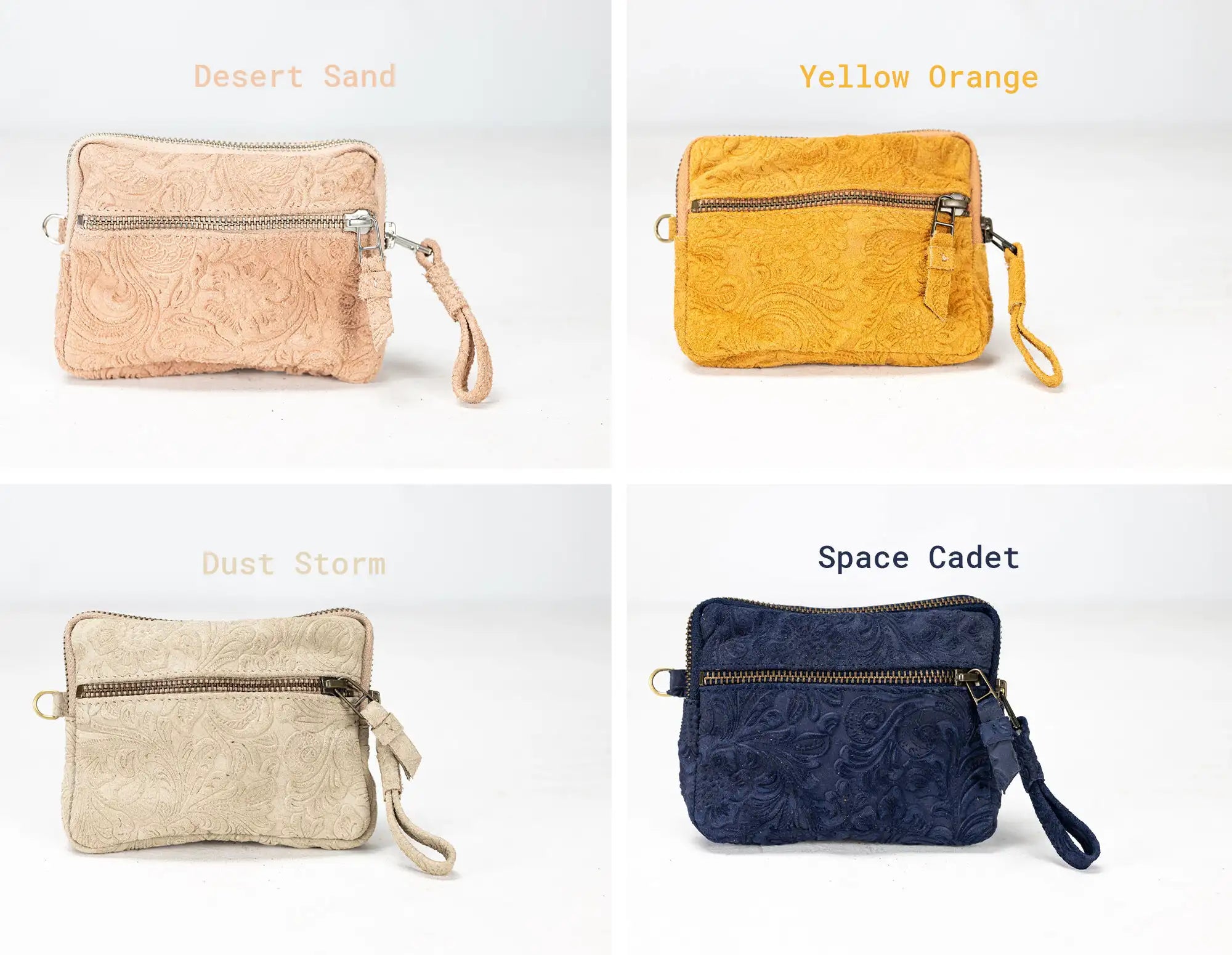 Four different colored bags labeled &