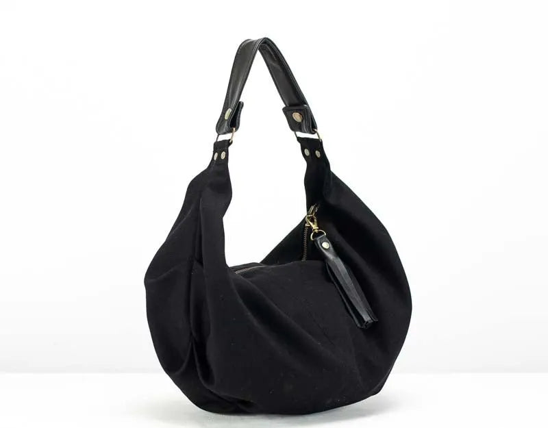 Kallia Mini Bag - Leather & Black Canvas