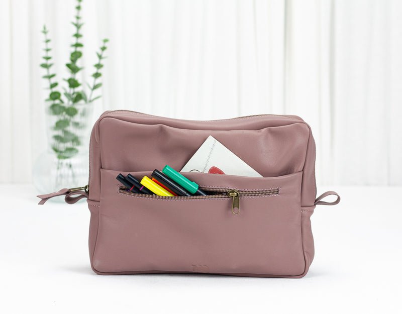Ydra organizer - Rosy brown leather - milloobags