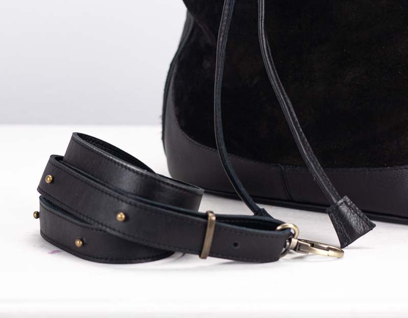 Danae bag - Black suede leather - milloobags
