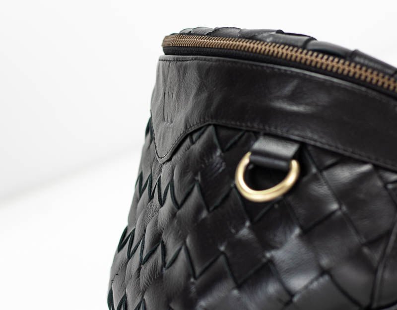 Haris Fanny Pack - Black Handwoven Leather