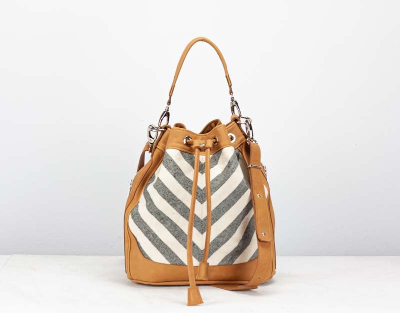 Danae bag - Peru brown leather and cotton canvas - milloobags