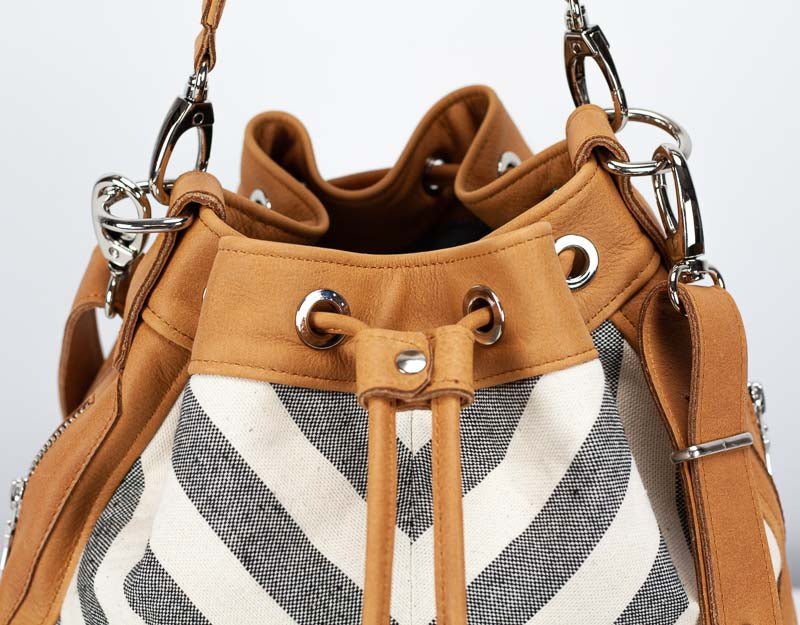 Danae bag - Peru brown leather and cotton canvas - milloobags