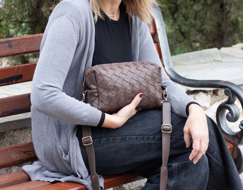 Calliope bag - Handwoven Terra brown leather - milloobags