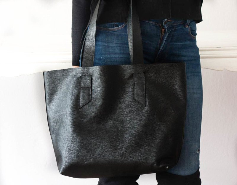 Calisto tote bag - Black leather - milloobags
