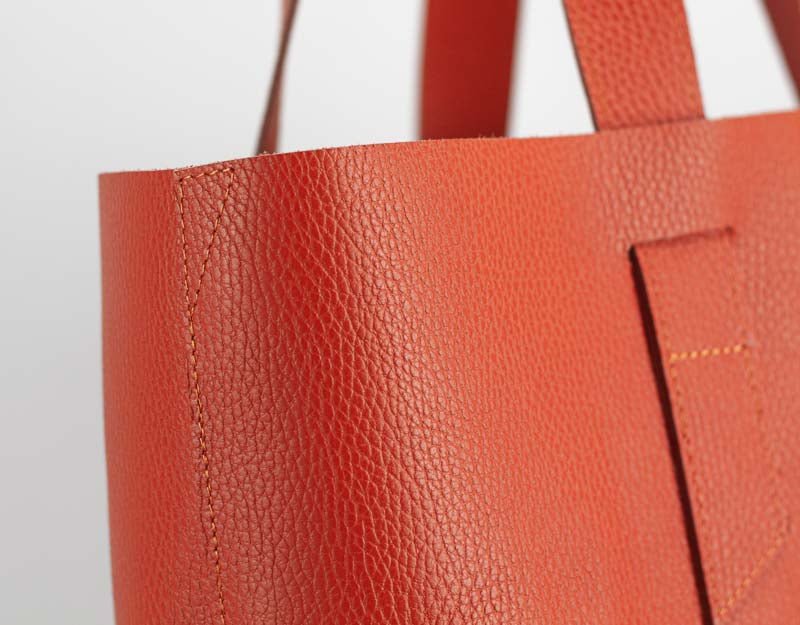 Calisto tote bag - Orange pebbled leather - milloobags