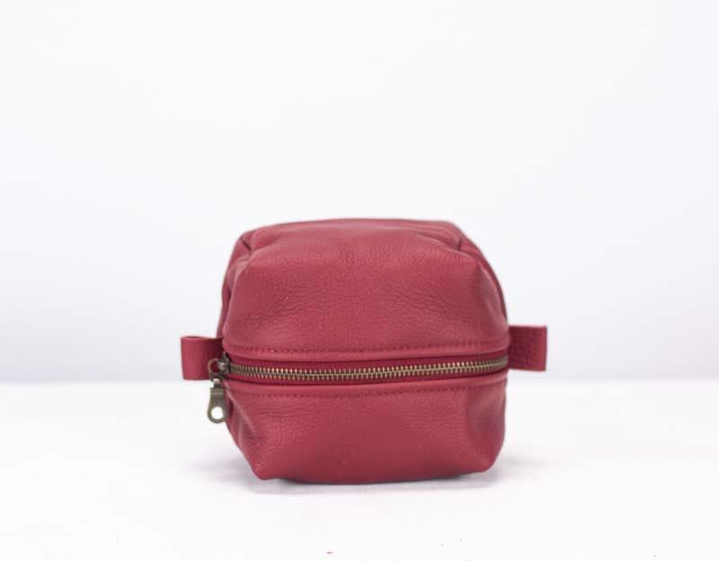 Cube case - Deep red soft leather - milloobags