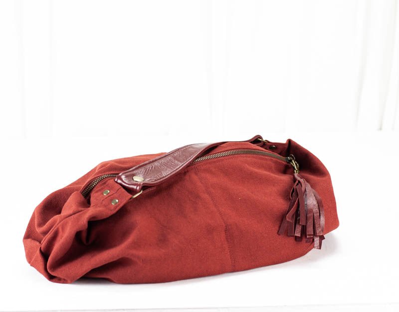 Kallia mini bag - Rusty red canvas and leather - milloobags