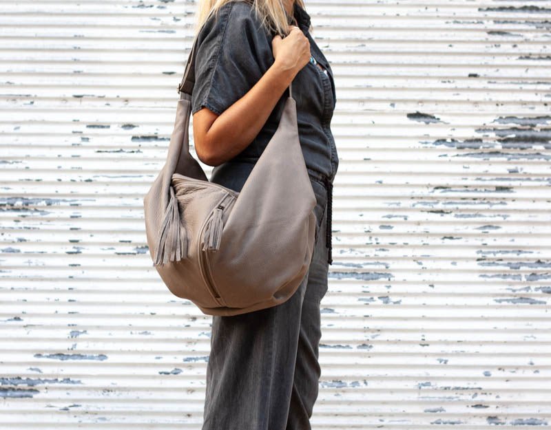 Kallia crossbody bag - Stone grey leather - milloobags