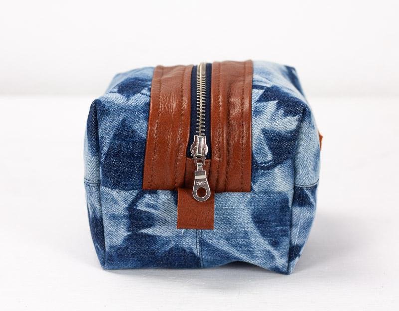 Cube case - Tie dye jeans and brown leather