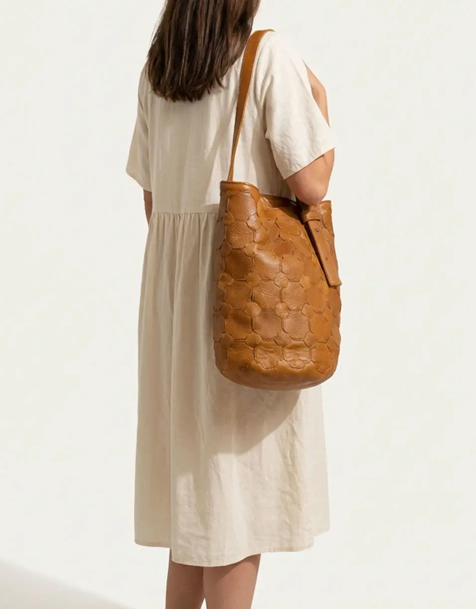 Shoulder leather bag by milloo, made in Greece