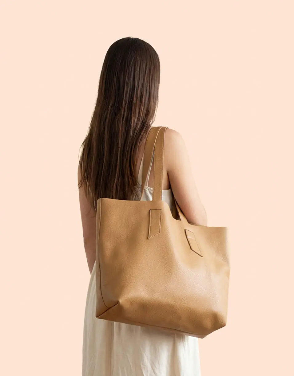 Leather totes  by milloo, made in Greece