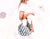 Kallia mini bag - Blue striped canvas and brown leather - milloobags