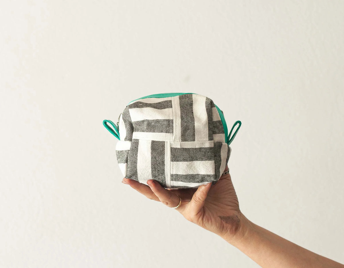 Cube case - Stripe canvas and leather