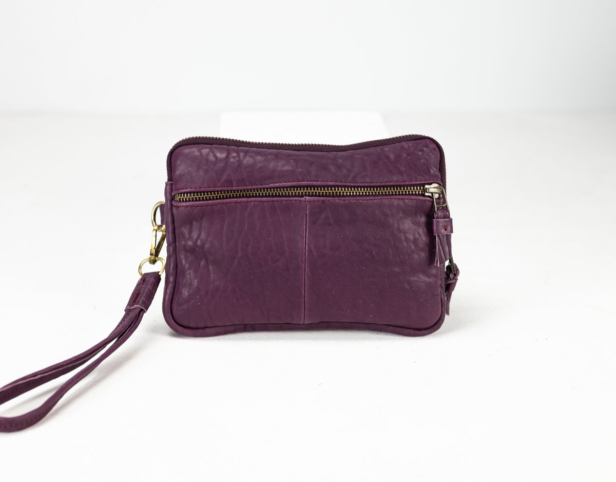 Antheia clutch wallet - Raspberry sheepskin