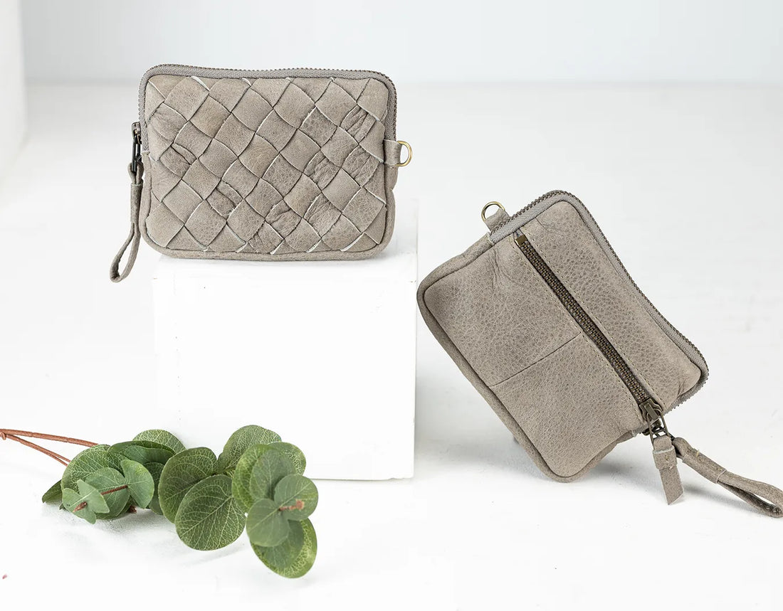 Antheia Mini wallet - Γκρι Δέρμα