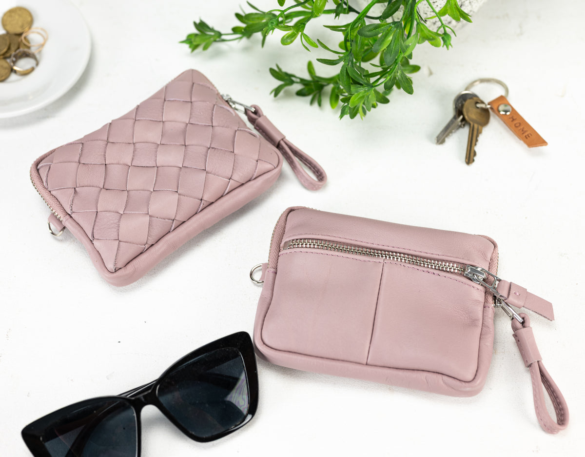 Antheia mini wallet - Sandy Pink leather