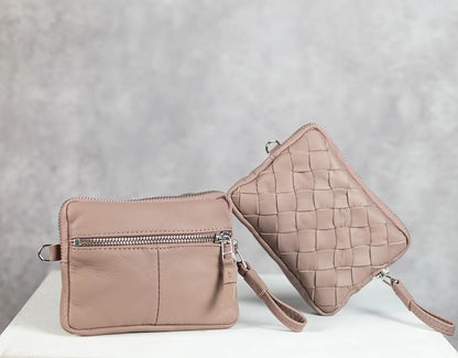 Antheia Mini wallet - Beige Pink Leather