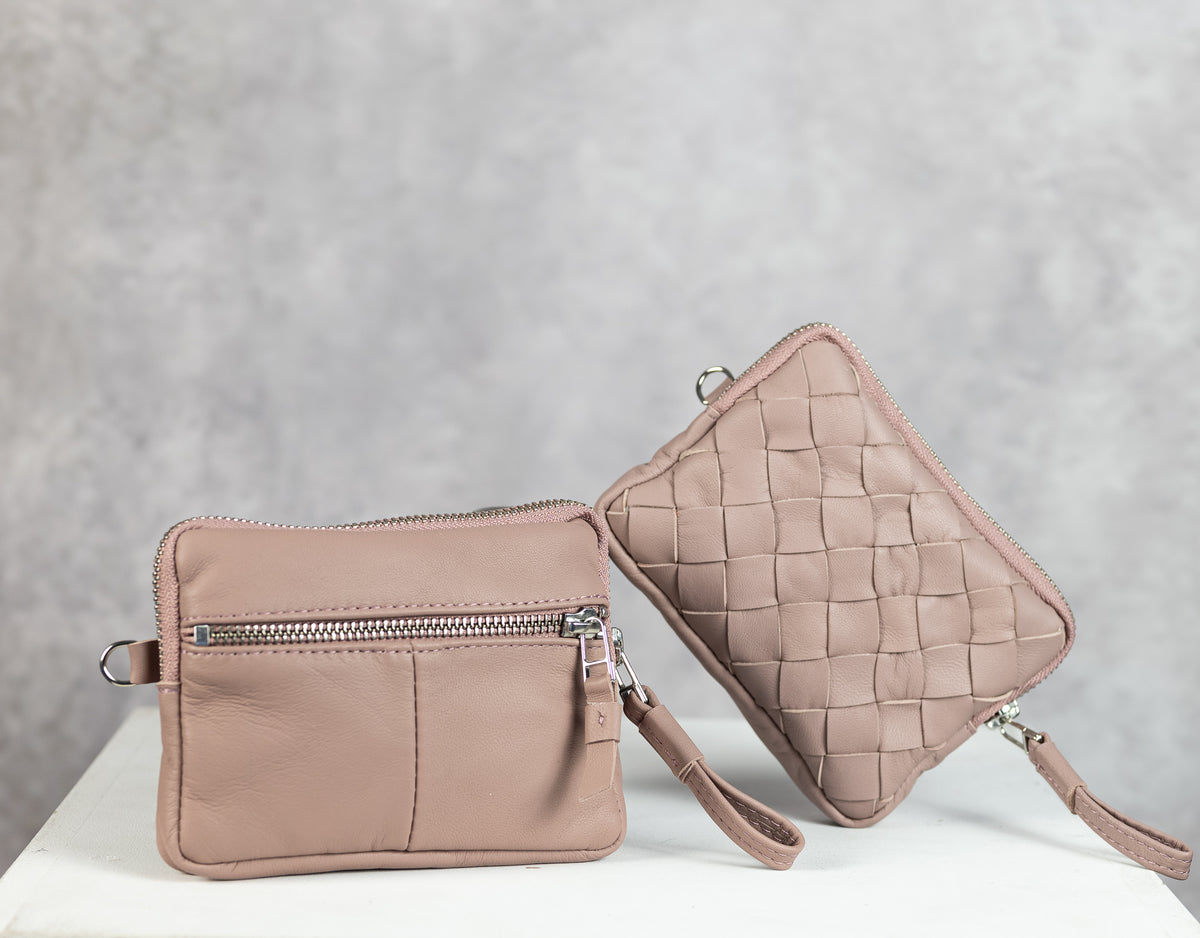Antheia mini wallet - Beige pink sheepskin