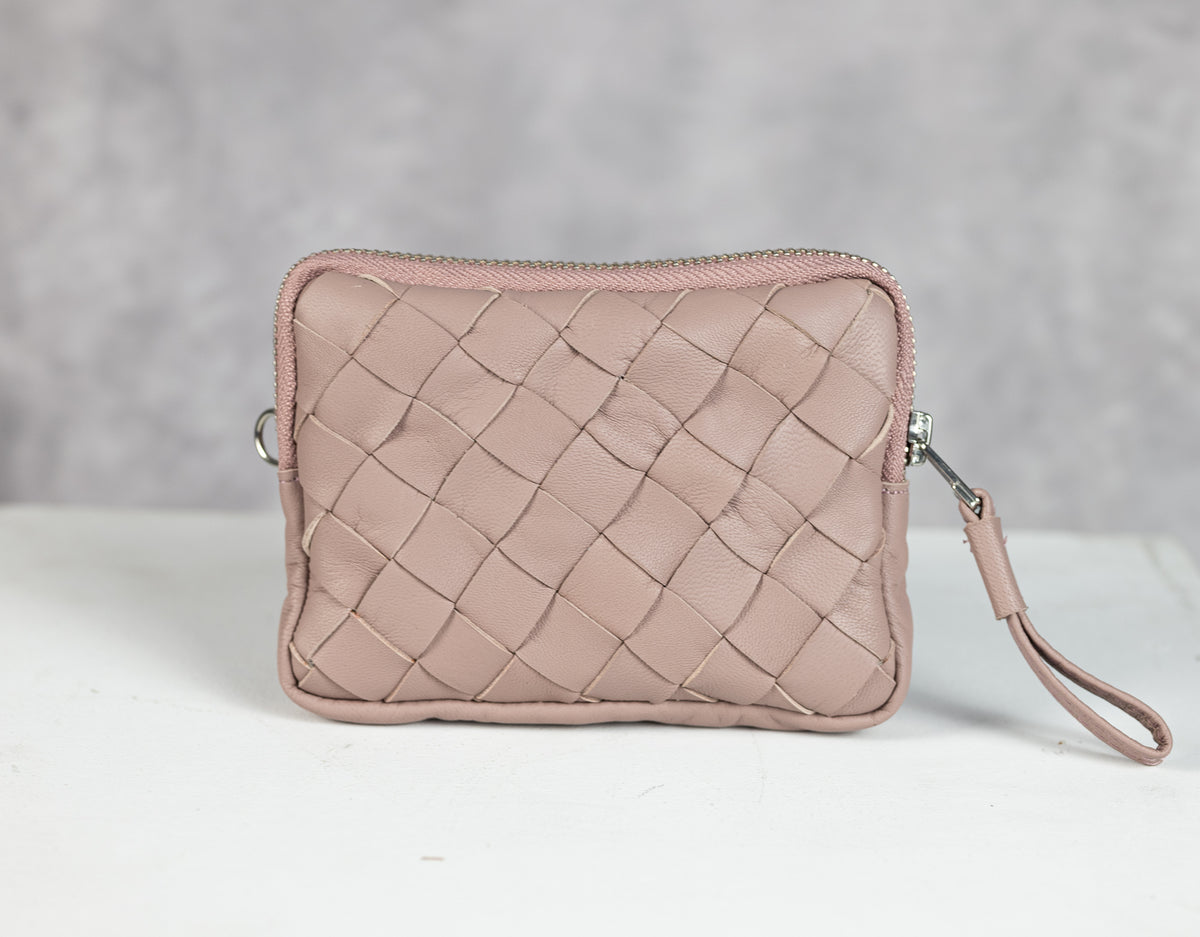 Antheia mini wallet - Beige pink sheepskin