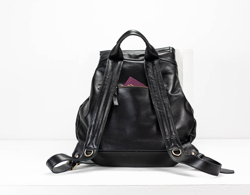 Artemis backpack - Black leather - milloobags
