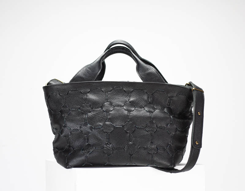 Helon purse - Handwoven black leather