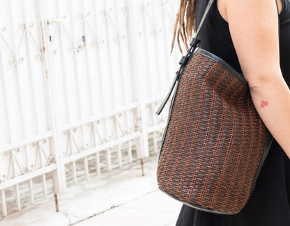 Lyda bag in leather &amp; Raffia