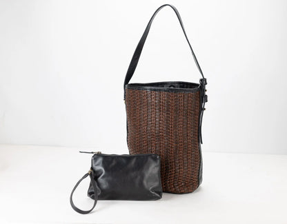 Lyda bag in leather &amp; Raffia
