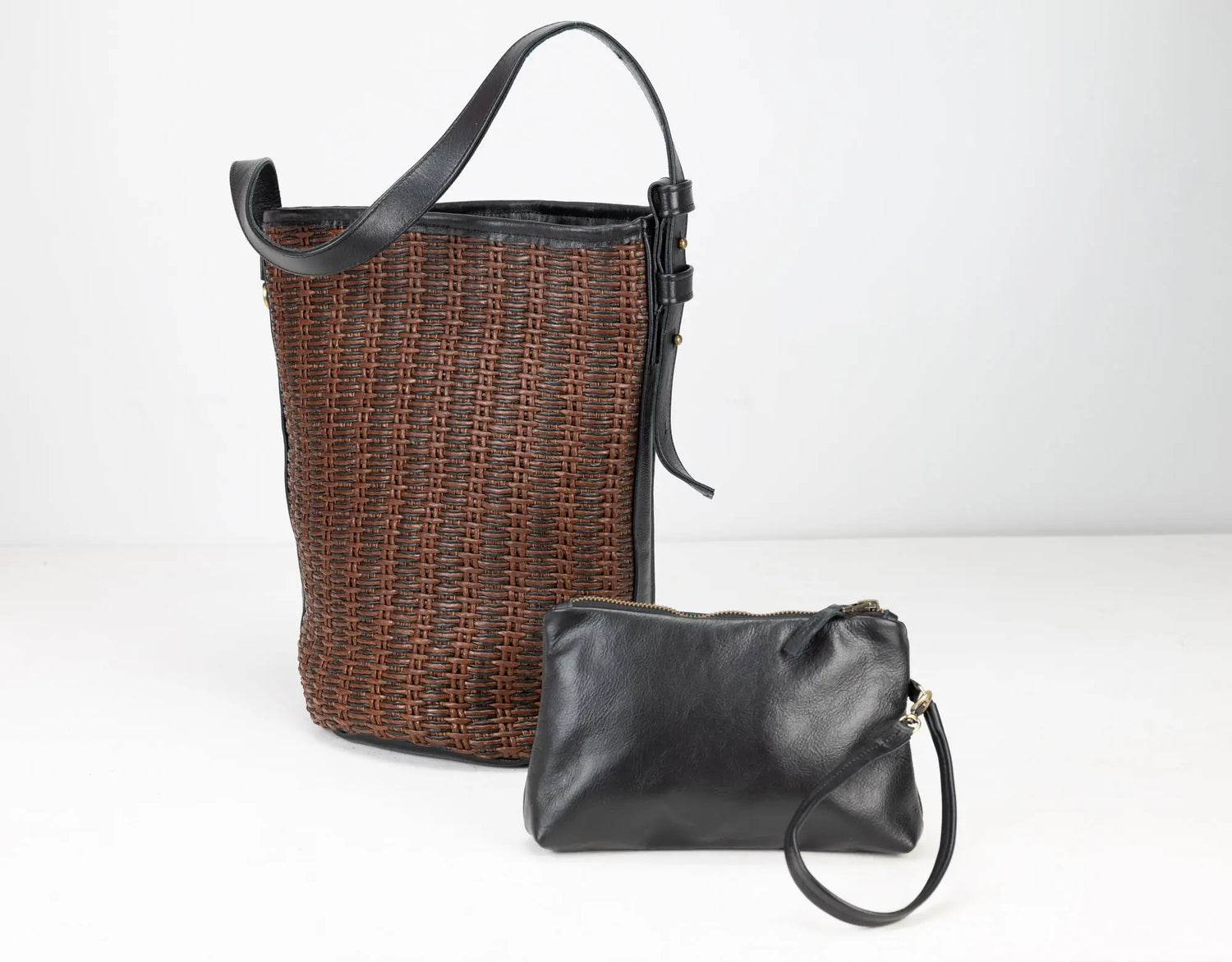 Lyda bag in leather &amp; Raffia
