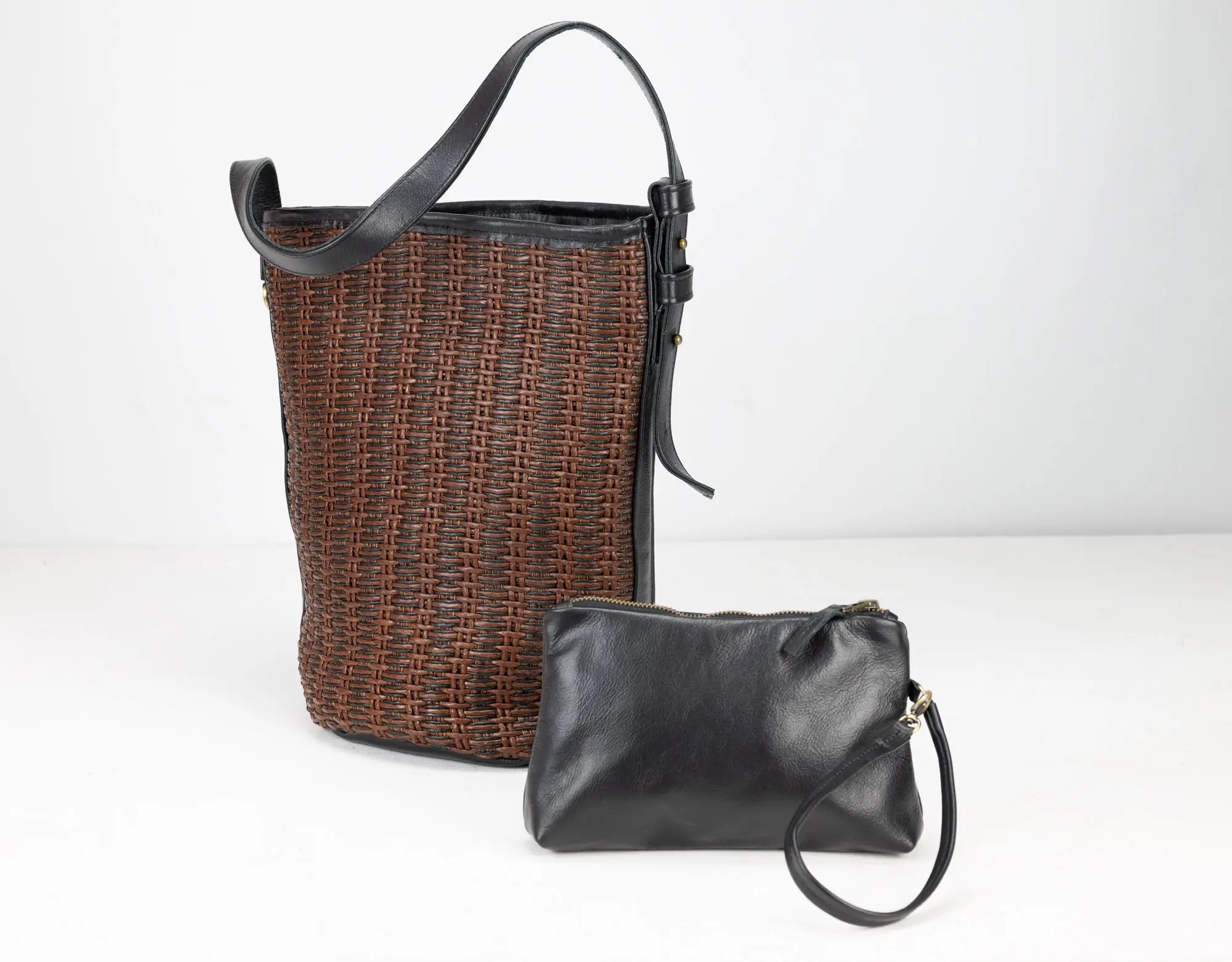 Lyda bag in leather &amp; Raffia