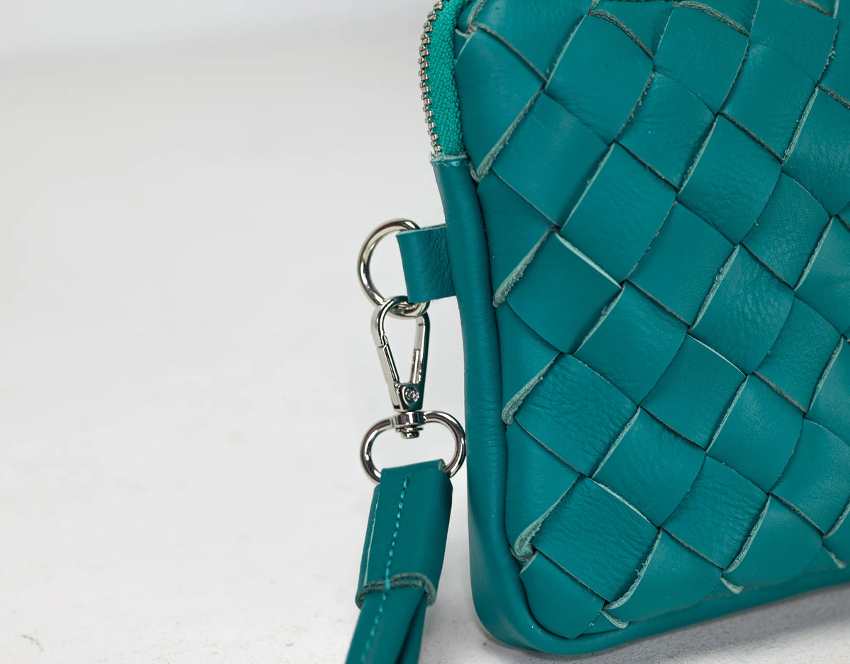 Antheia clutch wallet - Teal Blue leather