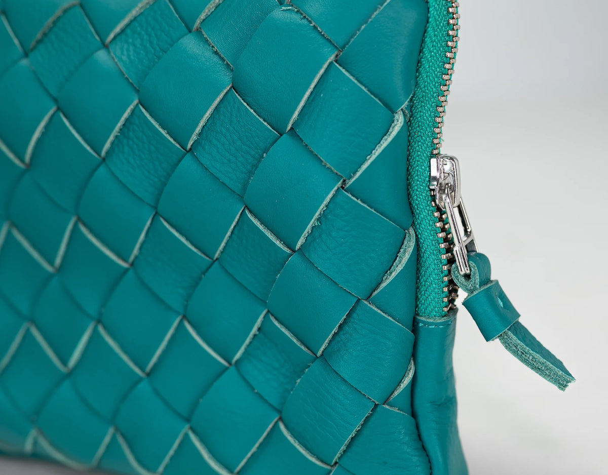 Antheia clutch wallet - Teal Blue leather
