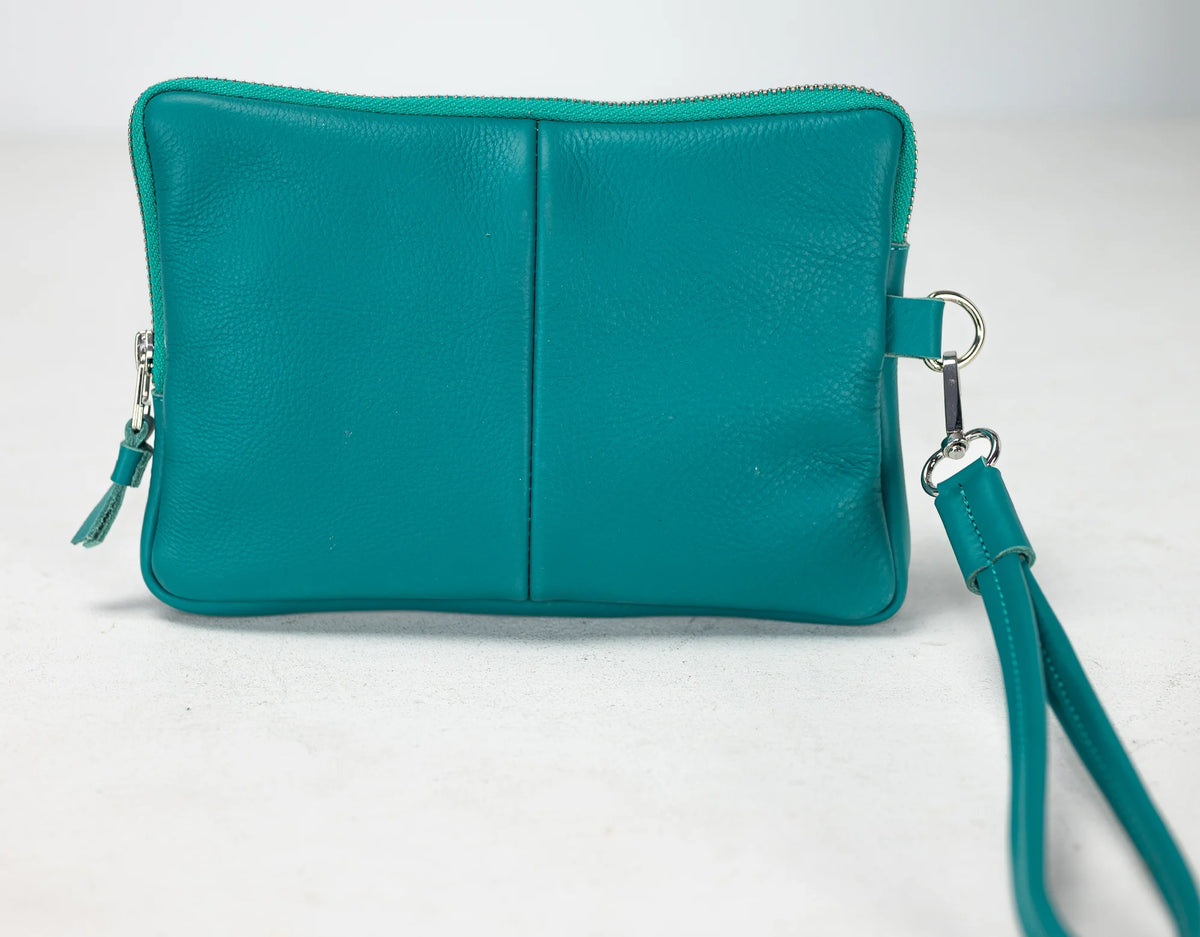 Antheia clutch wallet - Teal Blue leather