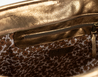 Brass handwoven tote bag 