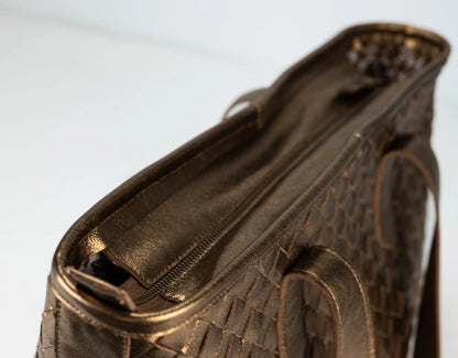 Close-up of a textured brown bag