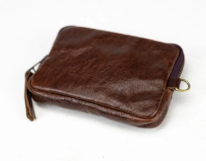 Dark brown small leather wallet