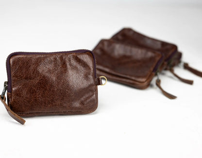 Dark brown small leather wallet