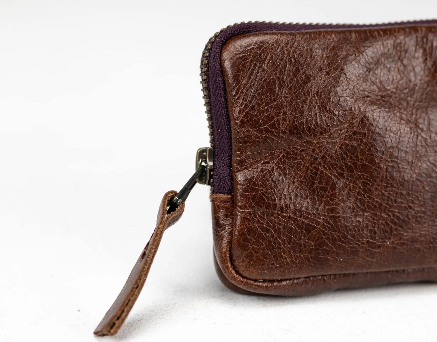Dark brown small leather wallet